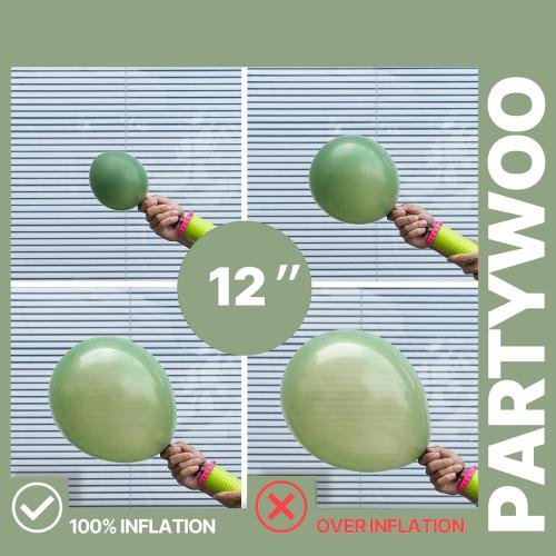 PartyWoo Sage Green Balloons 66pcs 12 Inch Gold White Brown Gold Balloons