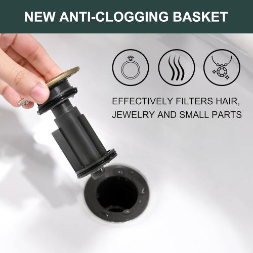 KENES Champagne Bronze Pop Up Bathroom Sink Drain Assembly with Overflow
