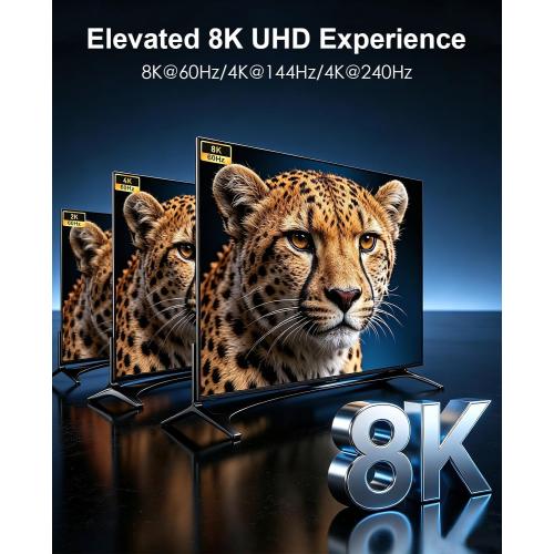 8K DisplayPort to HDMI Cable 6 ft, Uni Directional, 8K@60Hz, 4K@240Hz