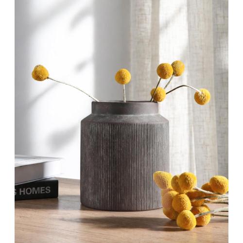 Flower Vase, 7 in Ceramic Vases for Centerpieces Rustic Vase Home Decor Vintage Farmhouse Decorative Terracotta Pottery Cute Wide Mouth Vase for Dining Table Fireplace Living Room Bathroom Wedding