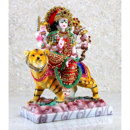 Esplanade Maa Durga MATA Rani Murti Idol Statue Sculpture for Home Mandir - Resin - 10 Inches - Multi
