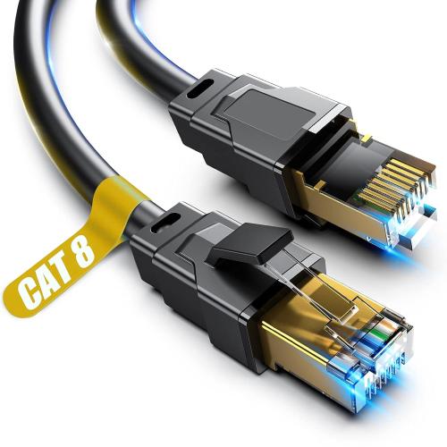 Cat 8 Ethernet Cable, 10ft Heavy Duty High Speed Internet Network Cable, Professional LAN Cable, 26AWG, 2000Mhz 40Gbps with Gold Plated RJ45 Connector, Shielded in Wall, Indoor&Outdoo