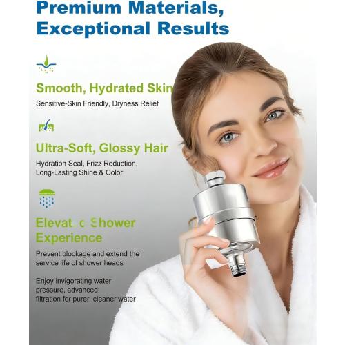 ALL METAL Shower Head Filter – Advanced Filtration Shower Filter for Hard Water, High Pressure Universal Shower Water Filters to Reduce Toxic Chemicals, Chlorine and Heavy Metals,for Skin & Baby Care
