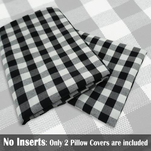 CARRIE HOME Black Plaid Throw Pillow Covers 18x18 Set of 2 Black and White Gingham Pillow Covers 18x18 Farmhouse Decor for Bedroom and Christmas Holiday