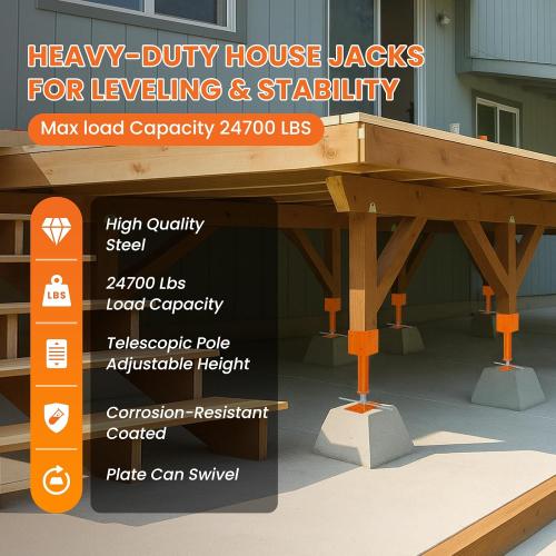 Screw Jack Post 2 Pack, 4x4 Adjustable House Jacks for Leveling, 13-19 Height Range, 24700 lbs Max Load Capacity, Heavy-Duty Steel Post for Crawlspace, Basement, and Foundation Repair