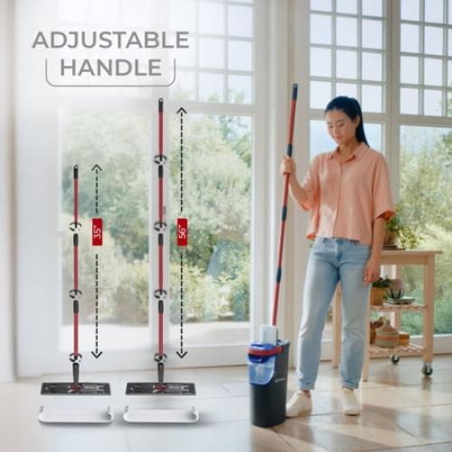 O-Cedar H2prO™ Flat Mop System with Dual Tank Design and Reusable Microfiber Pads
