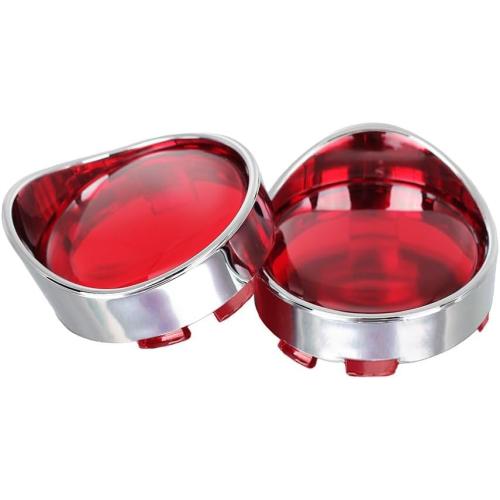 NTHREEAUTO Turn Signal Visors Lights Lens Covers Compatible with Harley Dyna Fatboy Softail Road Glide(Qty:2, Red)