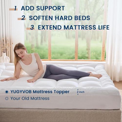 Queen Mattress Topper Extra Thick, Cooling Plush Mattress Pad