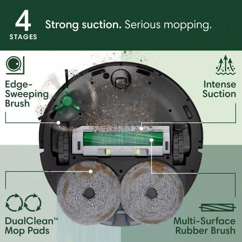Roomba Plus 405 (G185) Combo 13.2 in. Robotic Vacuum and Mop   with Smart Navigation   AutoWash Dock in Black