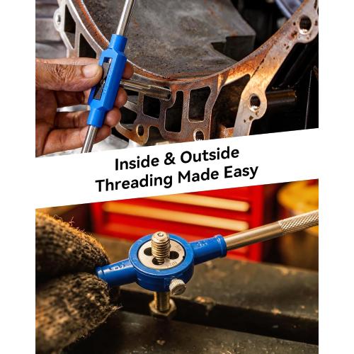 OMT SAE Tap and Die Set, Thread Repair and Cutting Kit with Wrenches