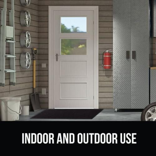 GORILLA GRIP Moisture Guard Doormat, Indoor Outdoor Rubber Backed Weather Mat, 35x23, Black