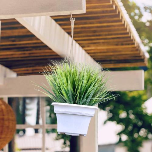 JEMONG 12 Bundles Artificial Grasses Outdoor UV Resistant Fake Grass No Fade Faux Plastic Plants Garden Window Box Decorating(Green Grass)