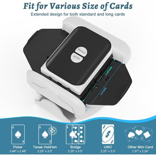 Automatic Card Shuffler 2 Deck, Rechargeable Playing Cards Shuffling Machine with One-Press AUTO&Manual Mode, Electric Poker Shufflers for UNO, Skip-Bo, Phase 10, Home Party Card Games