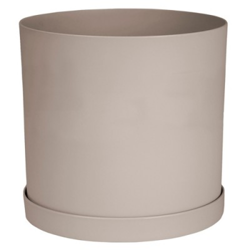 Bloem 12 Mathers Round Planter With Saucer Tray, Pebble Stone