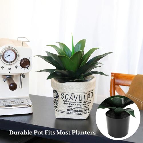 JUSTOYOU 14 Large Artificial Succulent Faux Agave Plant in Pot, Fake Potted Desk Plant Realistic Greenery Artificial Plants for Indoor Office Home Decor Bathroom Kitchen Shelf (Dark Green)