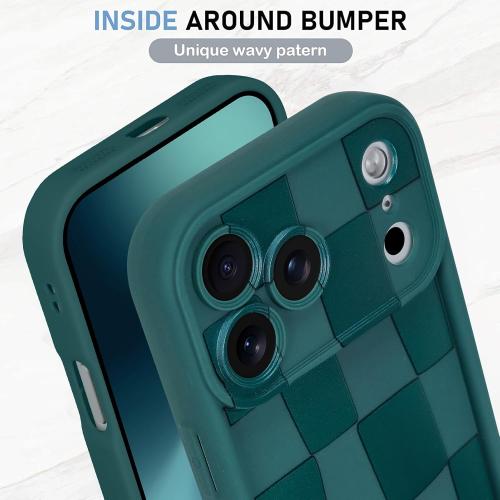 KANGHAR Compatible with iPhone 17 Pro Case 2025 Checkered Pattern -Green