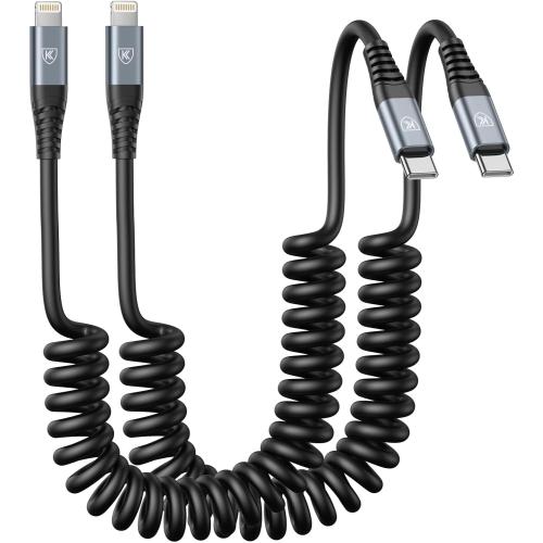 USB Type C to Lightning Cable 3FT 2Pack Coiled iPhone Charger Fast Charging