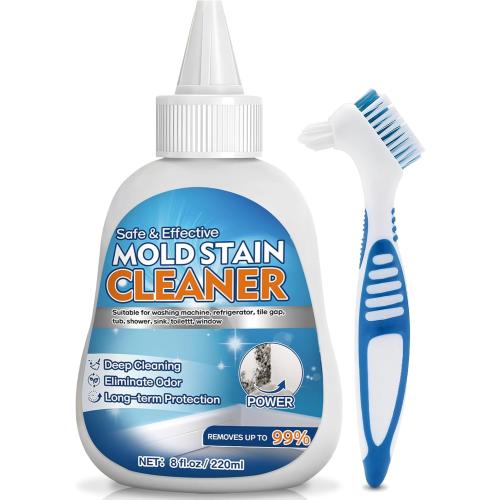 Vigorder Mold Stain Cleaner Gel, 8 FL oz Heavy-Duty Household Cleaner for Washing Machine Gasket, Shower Caulk, Bathroom Grout & Front Loader Seal