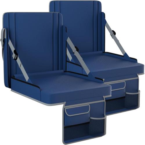 Stadium Seats with Back Support 2PACKS Adjustable Bleacher Chairs with Back and Cushion Bleacher Seat with Cup Holder, Carry Handle & Shoulder Strap for Outdoor Sports Events, Picnics, Beaches