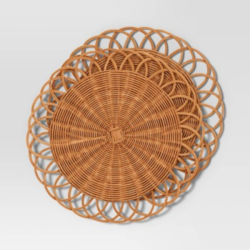 2pk.Woven Looped Rattan chargers - Threshold