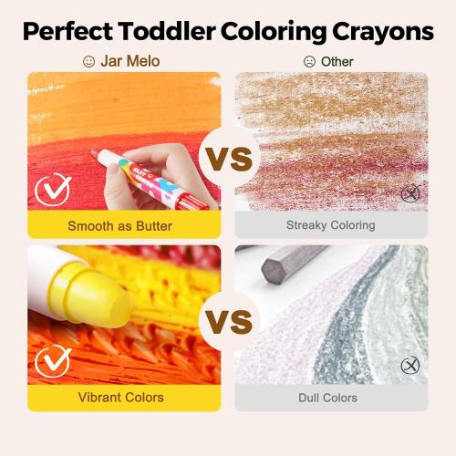 Jar Melo Jumbo Crayons for Toddlers, 12 Colors TwistJoy Washable Crayon