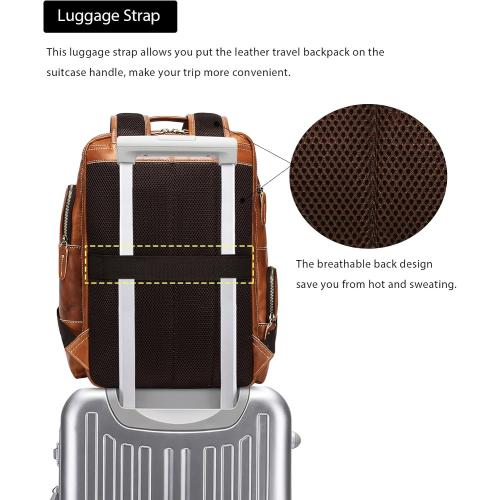 LANNSYNE Leather Backpack for Men, 15.6 Laptop Backpack, 24L Rucksack