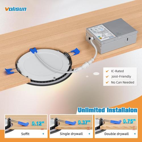 VOLISUN 24 Pack 4 inch Recessed Lighting, 5CCT, 9.5W Eqv 80W, 810LM, Black