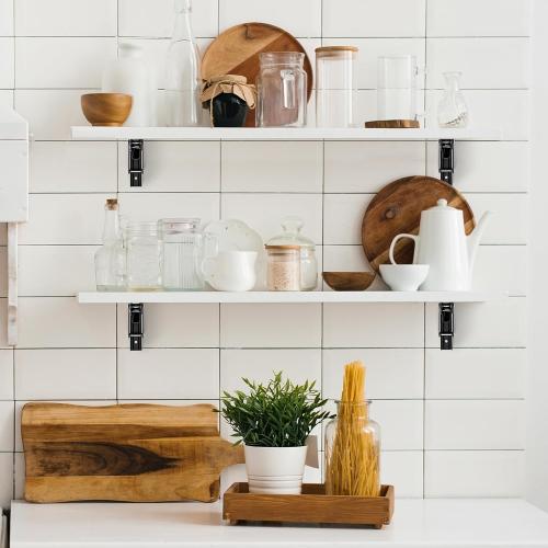JOY DECOR Matte Black Folding Shelf Brackets, 20 Inch, 2 Pack