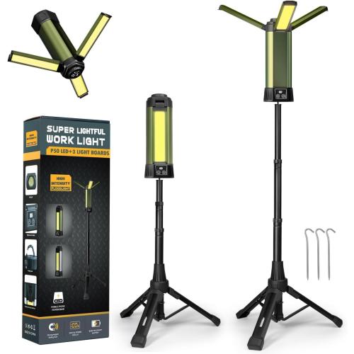 Rechargeable Work Light with Stand, Outdoor LED Cordless Camping Light