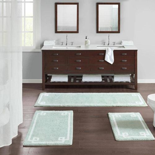 Ethan 20 in. x 30 in. Seafoam Tufted Cotton Rectangle Bath Rug