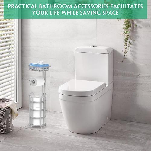 TomCare Toilet Paper Holder Free Standing with Shelf, Stable 4 Raised Feet