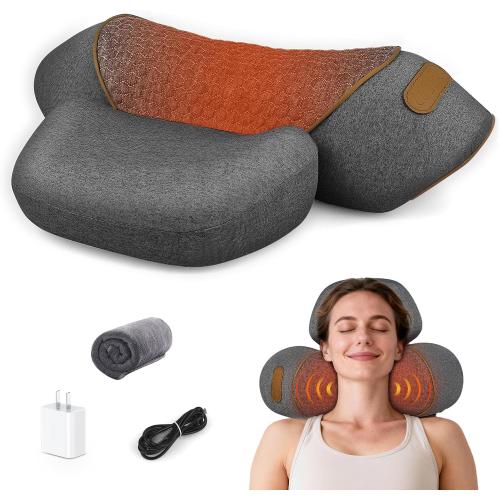 Neck Massage Pillow, Neck Massager with Heat, Vibration & Air Traction