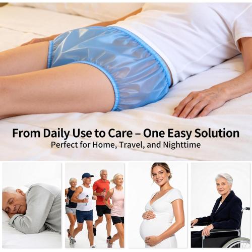 6 Pack Adult Incontinence Diaper Covers | Rubber Underwear, Blue M