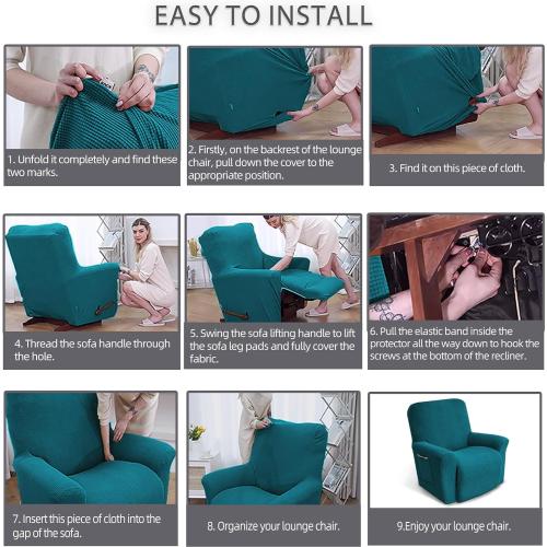 Recliner Chair Covers, 1-Piece Lazy Boy Recliner Covers,Peacock Blue