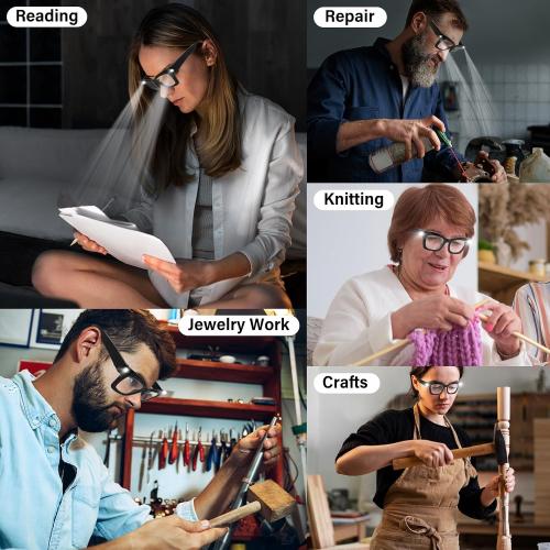Magnifying Glasses with Light Rechargeable Reading Glasses Bright LED Readers with Lights for Close Work Reading