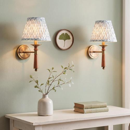 Vihose 2 Small Pleated Lamp Shades Blue Tree Slant Clip on 3x5.5x4.7