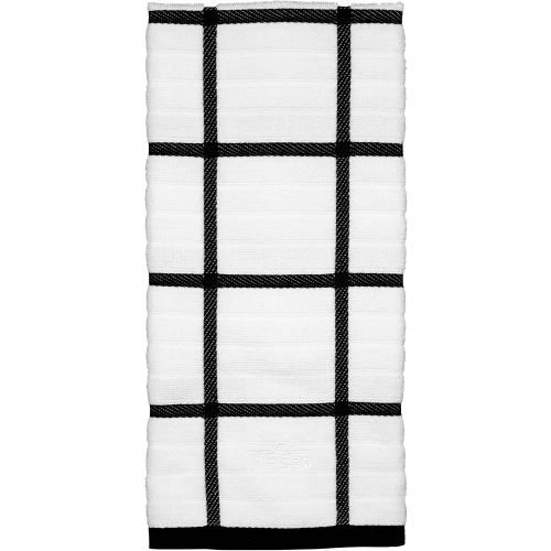 All-Clad Checked Kitchen Towel: Highly Absorbent, Super Soft Long Lasting - 100% Cotton, 17x30 Tea Towel for Cleaning & Drying Dishes, Pans, Glassware, or Countertops, (2-Pack), Black