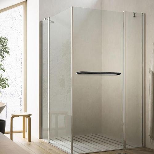 Ranbo 24 Inch Shower Door Handle, Single-Sided Towel Bar, Matte Black