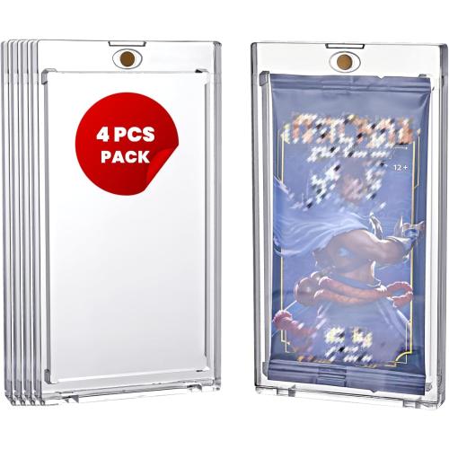 4 PCS Acrylic Booster Pack Protector-One Touch Booster Pack Magnetic Holder - UV Protection Clear Cases-Clear Hard Shell for Standard Size Trading Card Packs
