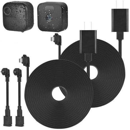 2 Pack 16.4ft/5m Power Cable with Adapter for Blink Outdoor 4 (4th Gen), Outdoor/Indoor (3rd Gen), Flat Power Cord for Blink XT/XT2, Weatherproof Charger Cable with Extra Type C to Micro USB Adapter