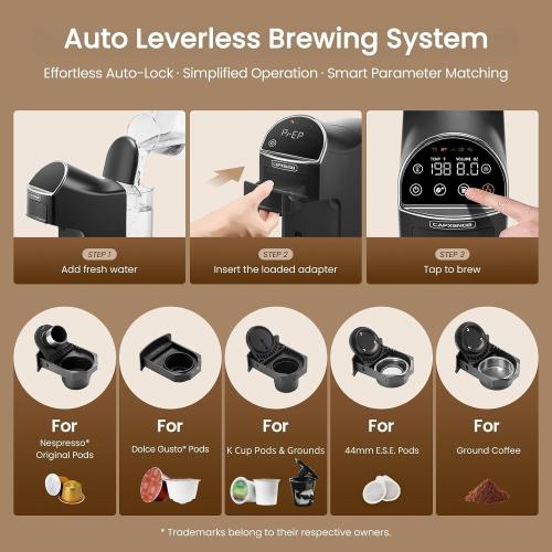 Magician2 Mini 5-in-1 Coffee Maker & Machine for Pods & Grounds, LED Touch