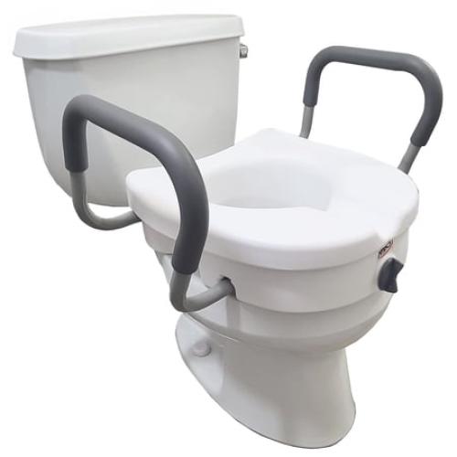 Carex E-Z Lock Raised Toilet Seat With Handles, 5 Toilet Seat Riser with Arms, Handicap Raised Toilet Seat For Seniors and Elevated Toilet Seat