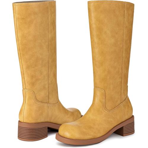 SIZE 7.5 ❗❗Athlefit Knee High Boots Square Toe Ridng Chunky Tall Boots for Women