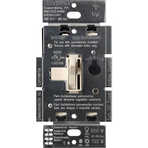 Lutron Toggler Single-pole/3-way LED Toggle Light Dimmer Switch, Light Almond