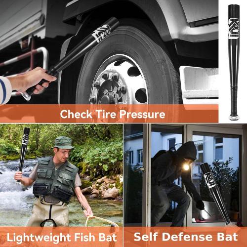KRUI 18 Inch Aluminum Baseball Bat for Self Defense, Tire Checker and Fish
