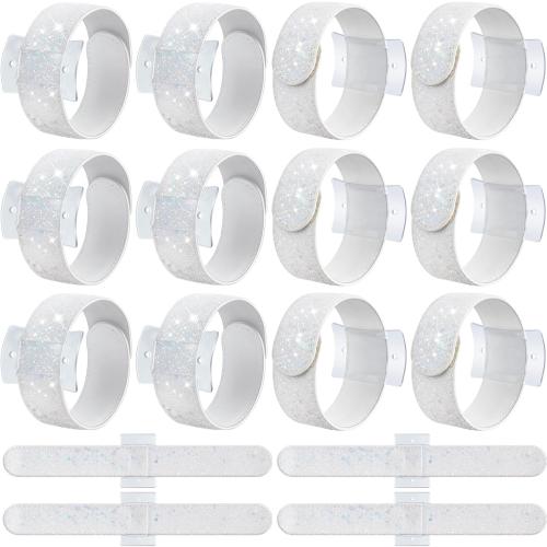 12 Pieces Slaplet Wristlets Wrist Corsage Bracelets Corsage Wristlet Band Floral Slaplets Wedding Bracelets DIY Wrist Corsages Accessories for Bridesmaid Bridal Shower Party Prom(White)