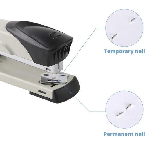 Long Reach Stapler,with 2000 Staples & Stapler Remover Full Strip，20-25 Sheet Capacity,with Built-in Ruler and Adjustable Locking Paper Guide, Gray