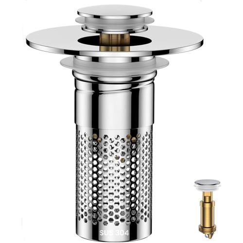 Bathroom Sink Drain Strainer,Universal Pop-Up Sink Stopper Hair Catcher