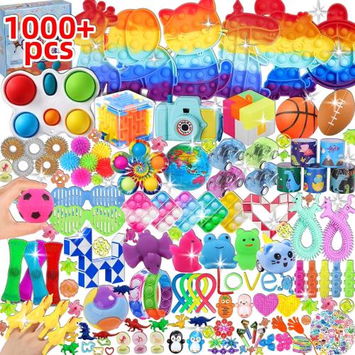 1000 Pcs Party Favors for Kids, Fidget Toys Bulk, Birthday Gift Toys, Fidgets Stocking Stuffers, Treasure Box Party, Goodie Bag Carnival Prizes, Pinata Filler Stuffers Classroom