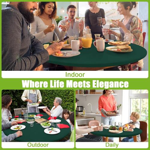 Smiry Round Spandex Tablecloth, Fitted Table Cover for 45-56 Tables